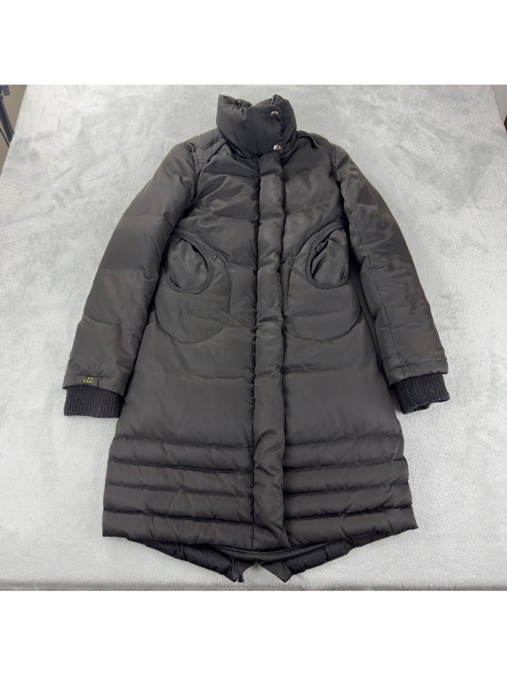Soia & Kyo Women Size Xs 80% Down 20% Feather Black Long Puffer Jacket W/O Hood
